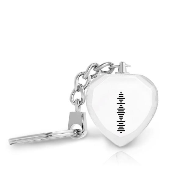 Custom Engraved Heart Scannable Code Music Crystal Keychain