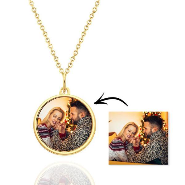 Personalized Circle Photo Necklace Gifts For Couple