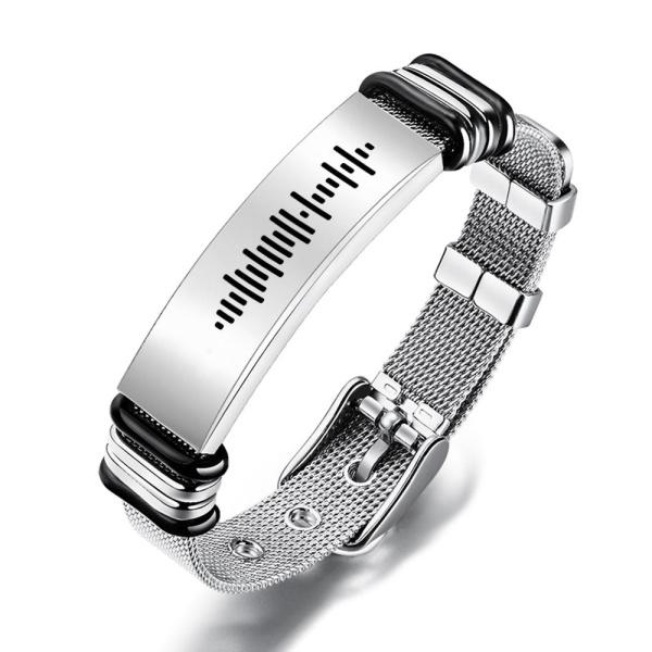 Custom Engraved Scannable Code Music Men Bracelet