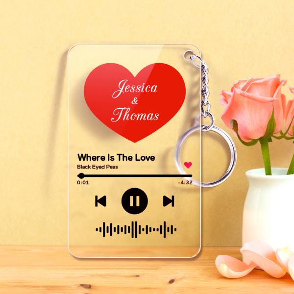 Custom Printed Heart Scannable Code Music Acrylic Song Plaque Keychain