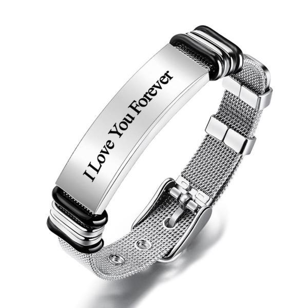 Personalized Engraved Text Black Bracelet