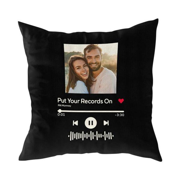 Custom Photo Pillow Cover Scannable Code Music Song Pillow