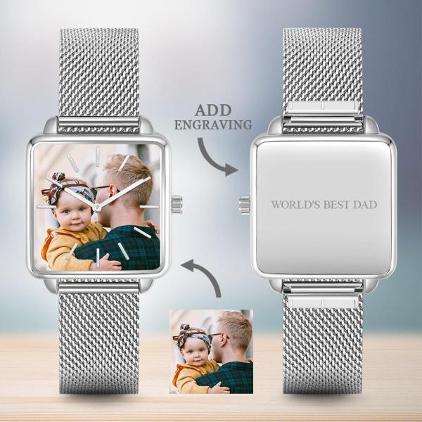 Personalized Square Watches Custom Photo Watch For Men 32.5*32.5MM