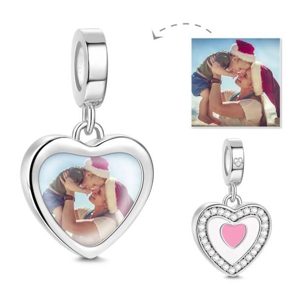Custom Photo Dangle Heart Charm For Bracelet Jewelry Making