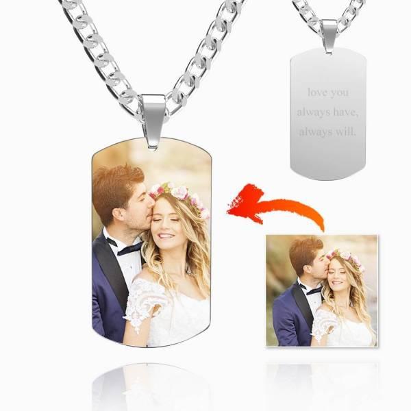 Personalised Engraved Military Dog Tags Photo Necklace For Men