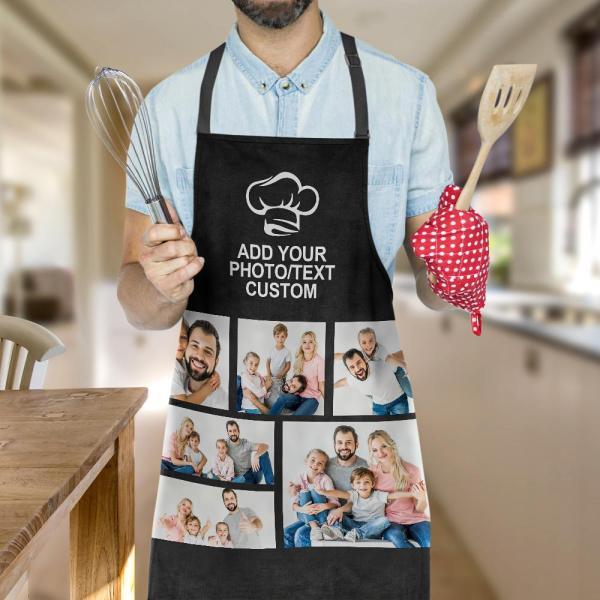 Personalized Photo Apron Custom Text Kitchen Cooking Chef Apron for Men Women