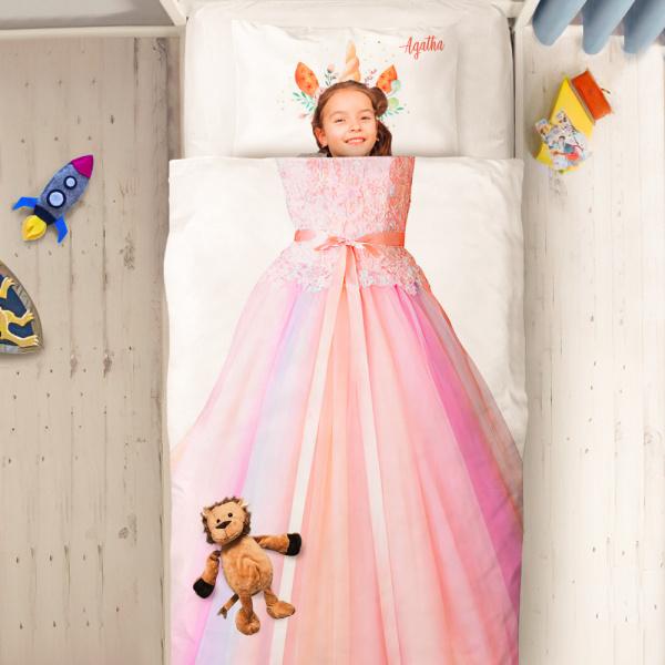 Custom Bedding Set 2 Pieces Princess Girls Duvet Cover Pillowslip with Name