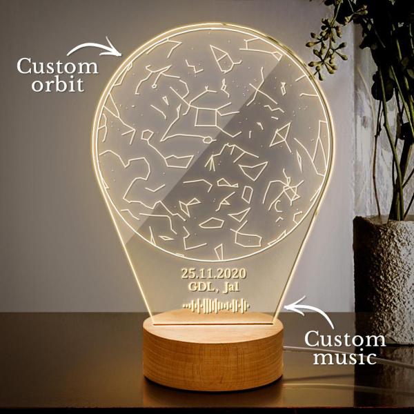 Custom Scannable Code Acrylic Night Lamp Constellation Map Night Light