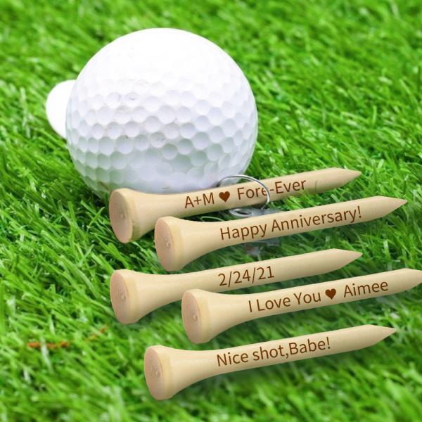 Custom Engraved Bamboo Golf Tees Outdoor Sports Gifts for Golf Lover