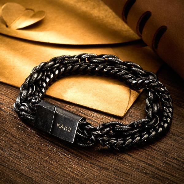 Custom Engraved Bracelet Stainless Steel Men's Bracelet for Boyfriend