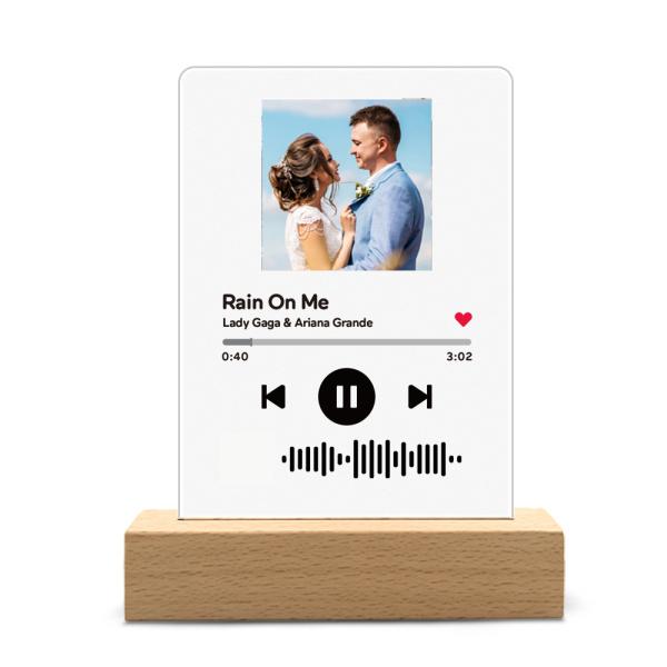 Custom Album Cover Scannable Code Music Plaque with Wooden Base