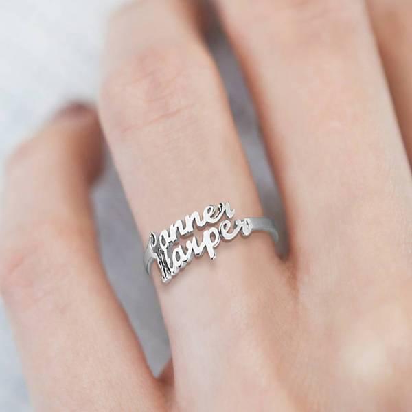 Custom Double Names Ring - 925 Sterling Silver
