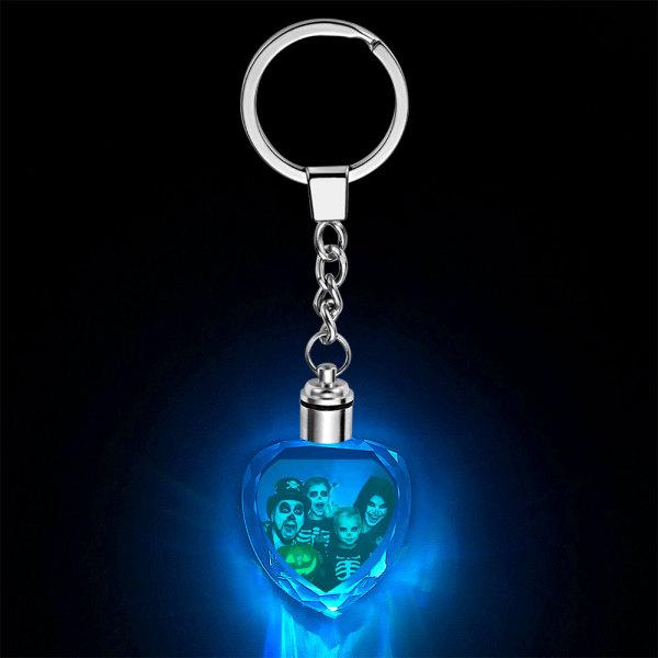 Custom Photo Heart Shaped Crystal LED Light Keychain