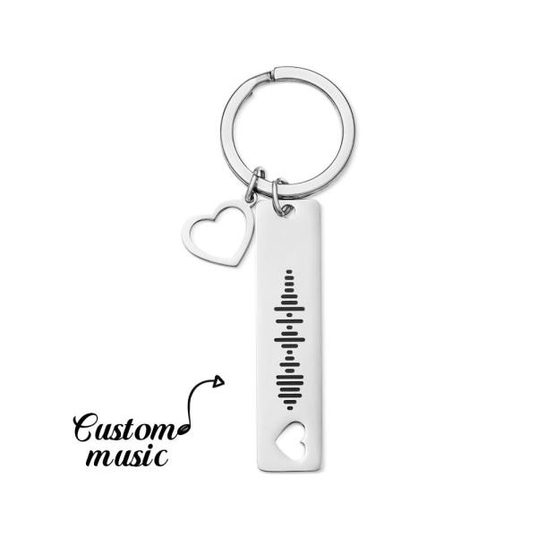 Personalized Scannable Music Code Keychain with Heart Pendant