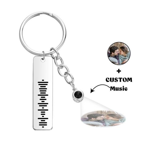 Personalized Music Code Keychain Custom Projection Keyring