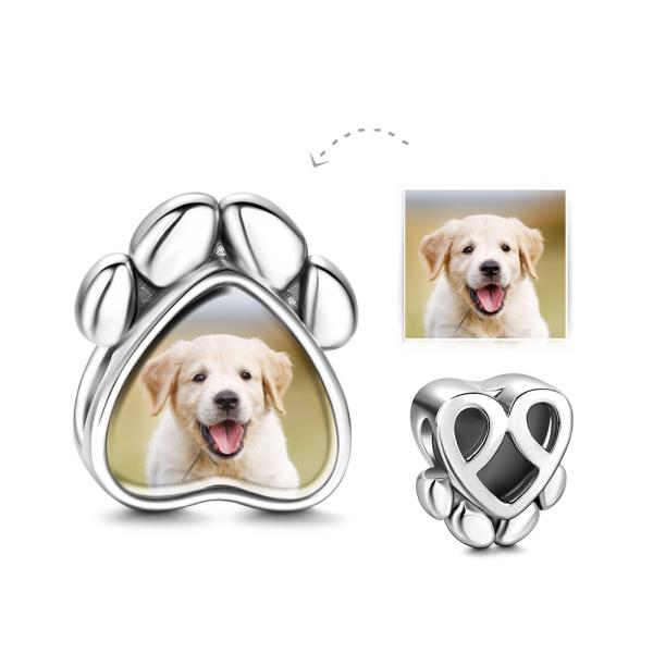 Dog Paw Photo Charm 925 Sterling Silver