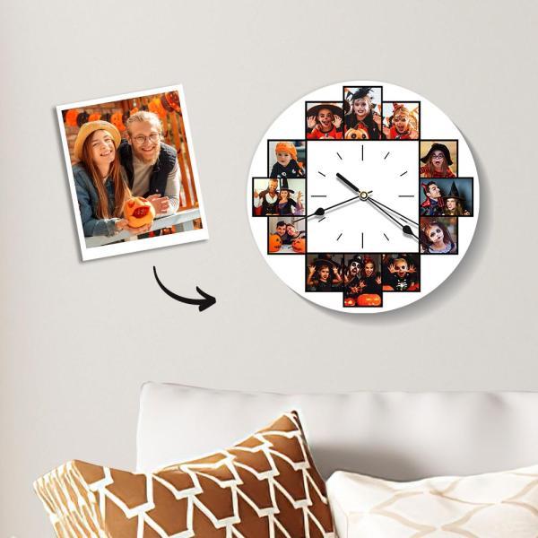 Custom Collage Photo Wall Clock 12 Pictures