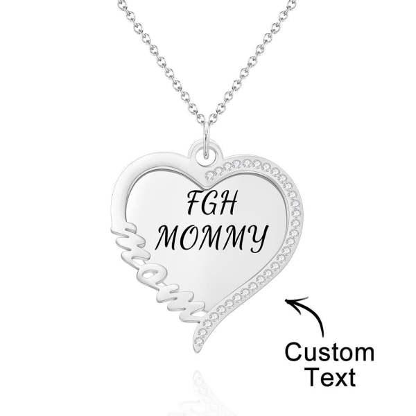 Custom Engraved Necklace Heart Rhinestones Name Necklace Gift for Mother's Day