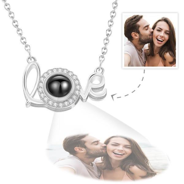 Custom Love Projection Necklace Personalized Picture Jewelry Silver
