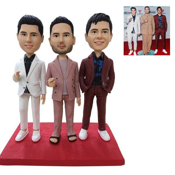 Fully Customized 3 Person Custom Bobblehead with Engraved Text