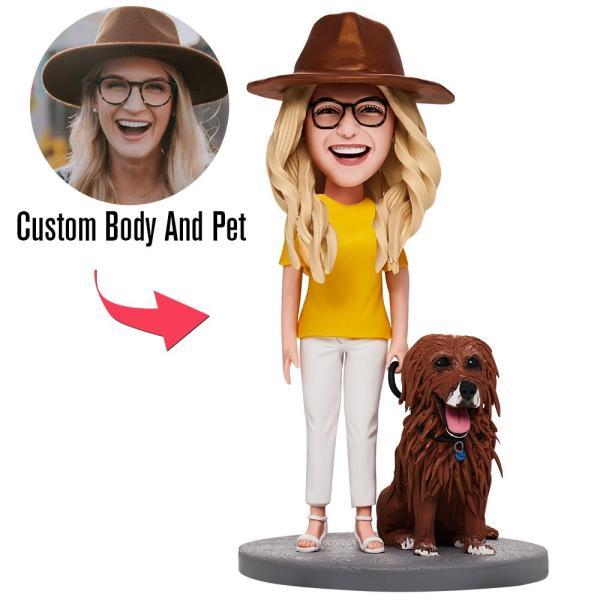 Fully Customized Woman And Pet Bobblehead from Photo