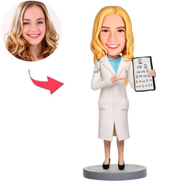 Personalized Female Ophthalmologist Bobbleheads with Engraved Text