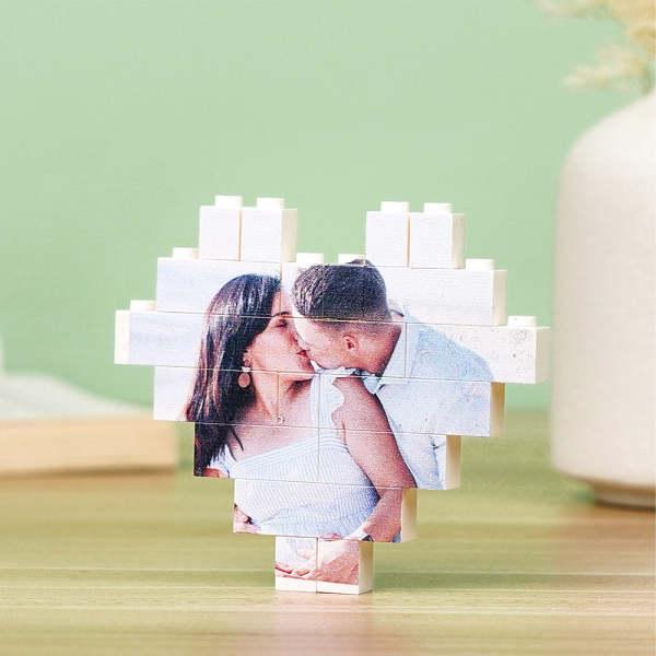 Custom Building Brick Heart Shaped Personalized Photo Block Puzzle
