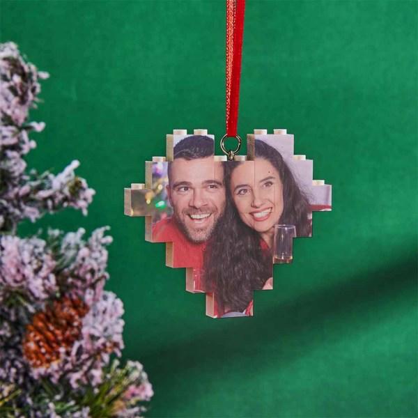 Christmas Ornament Personalized Heart Building Brick Photo Blocks