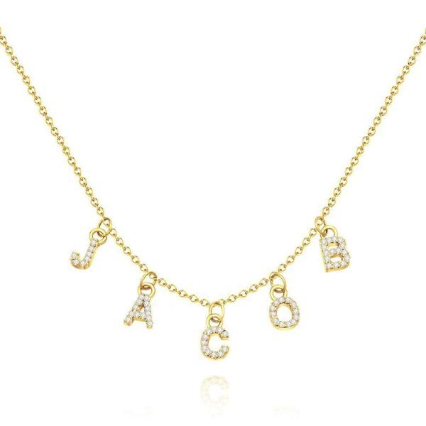 Custom Diamond Initial Name Necklace Personalized Letter Necklace