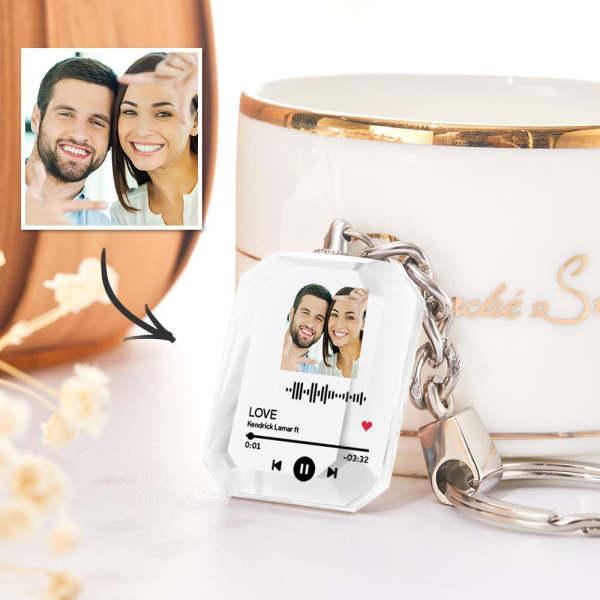 Personalised Keychains Crystal Picture Frame Scannable Code Keychain