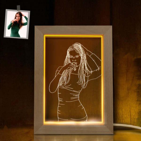 Personalized Engraved 3D Picture Wood Photo Frame Night Lights