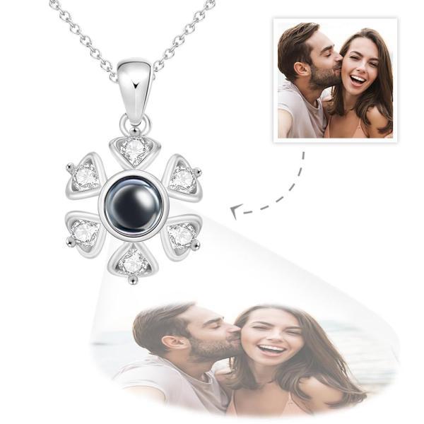 Custom Projection Necklace Personalized Flower Photo Necklace 925 Sterling Silver