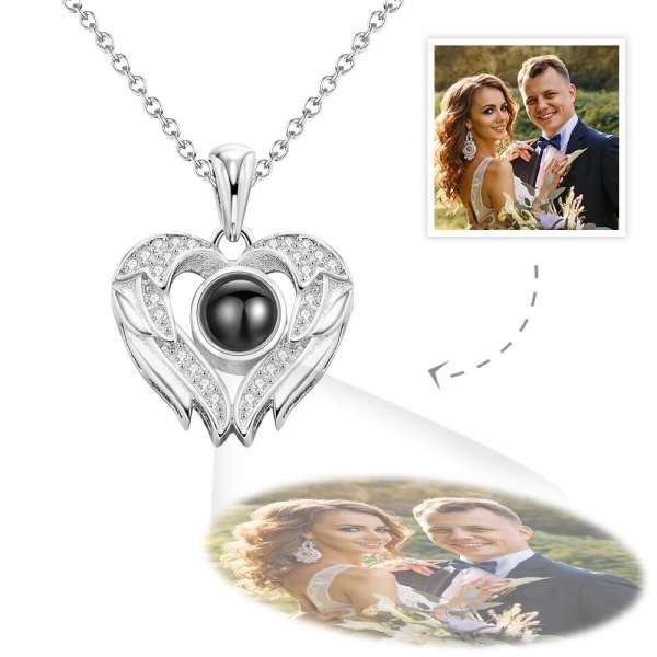 Personalized Angel Wings Photo Projection Necklace