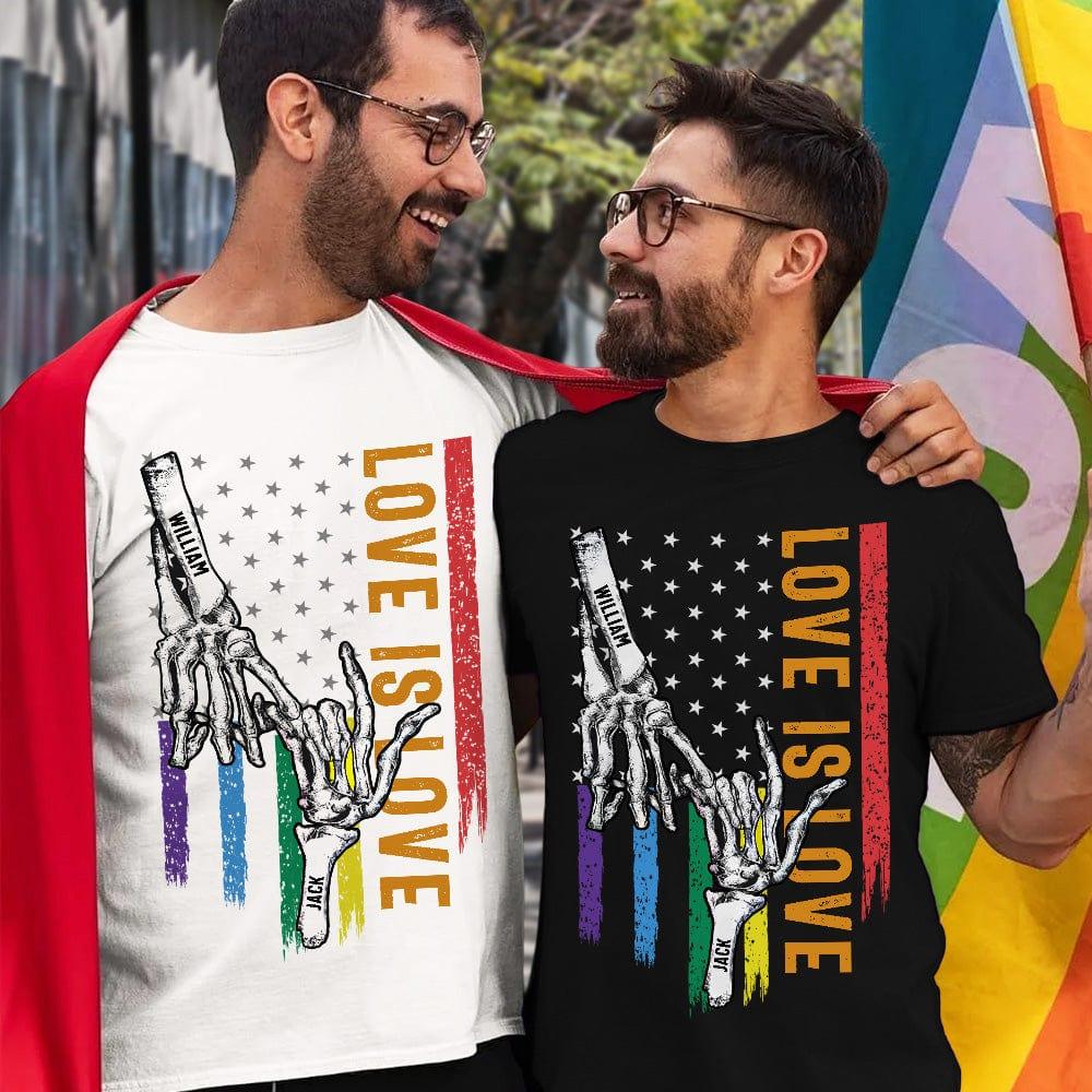 Personalized LGBTQ T-Shirt Custom Name Rainbow Flag T-Shirt Gay Pride Shirts for Men