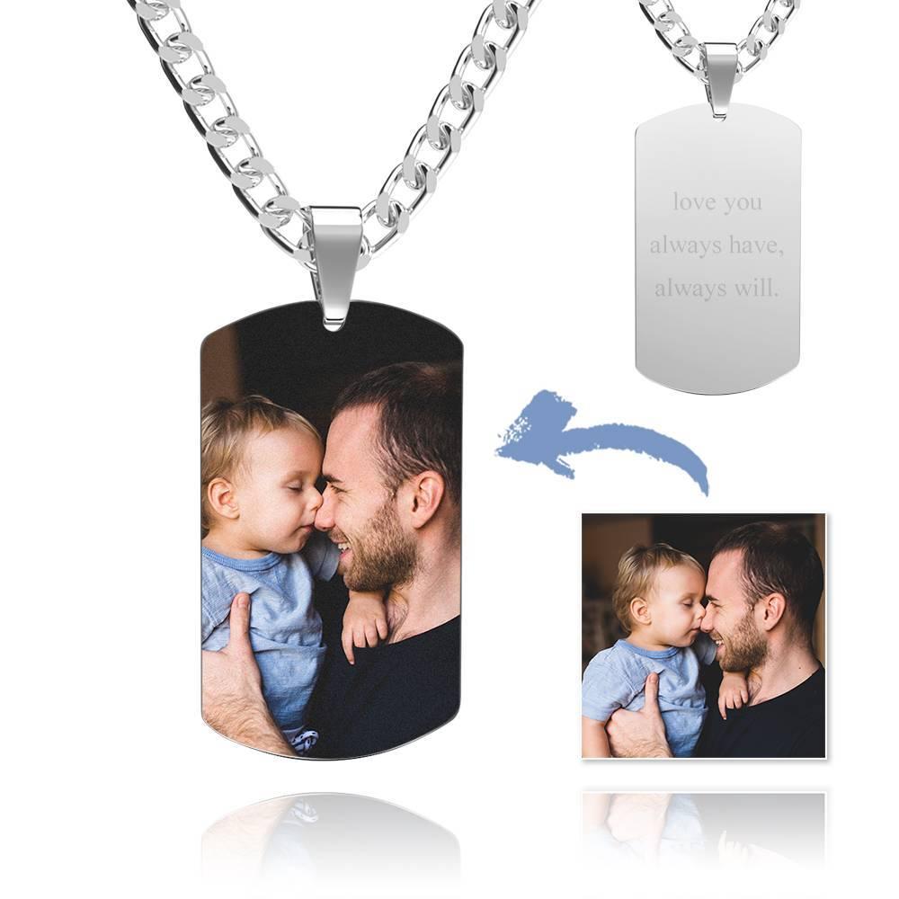 Men's Photo Tag Necklace with Engraving Stainless Steel