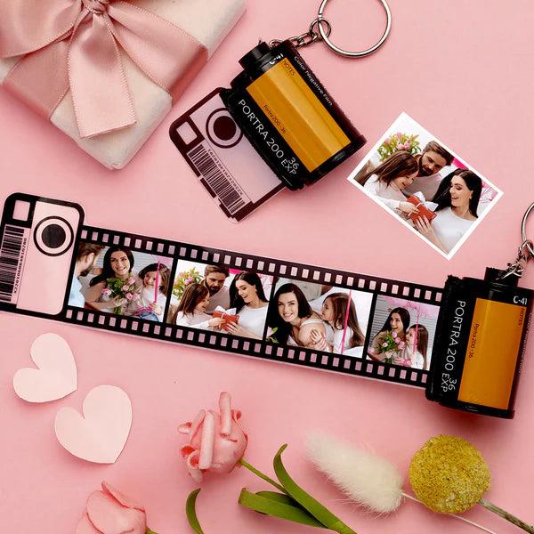 Custom Camera Roll Keychain For Lovers Personalized Multiphoto Keychain Degradable Material Film Roll Keychain