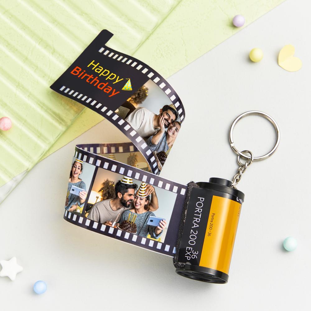 Best Birthday's Gifts Custom Photo Film Roll Keychain Yellow Camera Roll Keychain
