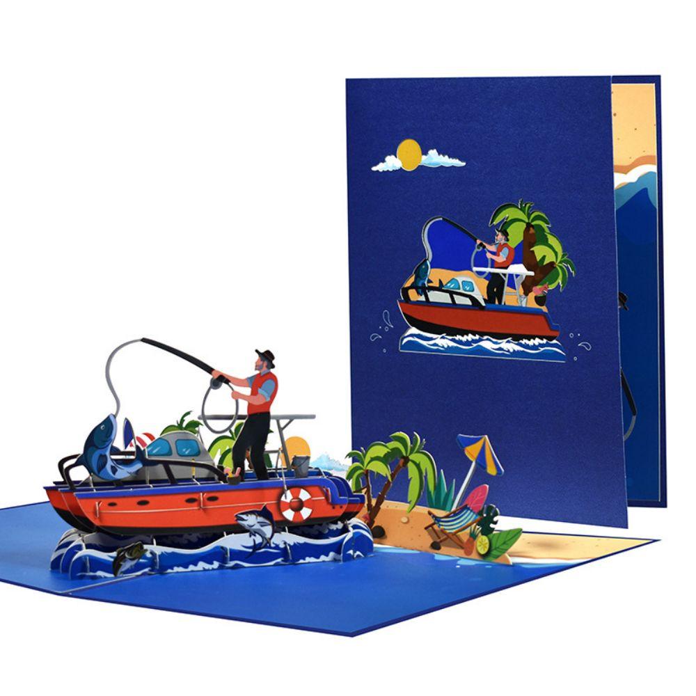 Father's Day 3D Pop Up Card Sea Fishing Greeting Card