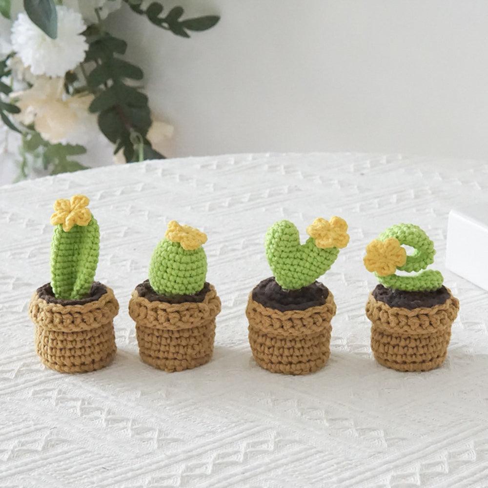 Love Handmade Crochet Completed Hand Woven Knitted Potted Plants Gift for Handicraft Lover