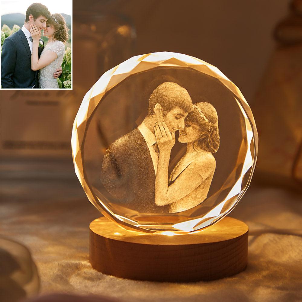 Personalized 2D Photo Crystal Night Light Laser Engraved Picture Lamp Gifts For Her