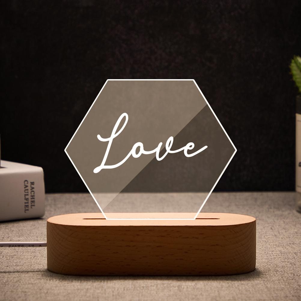 Personalized Hexagonal Acrylic Night Light with Name