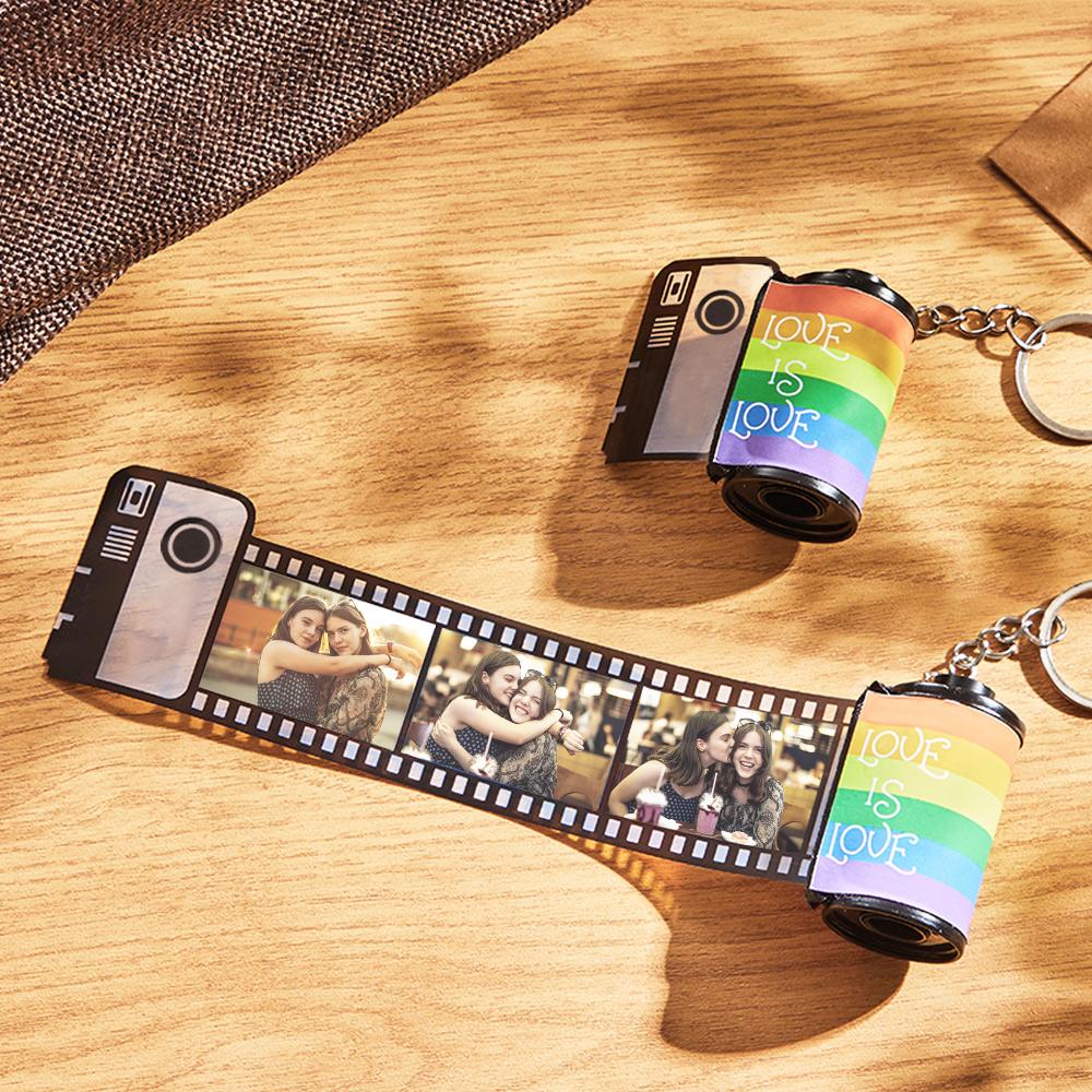Custom Rainbow Film Roll Keychain Personalized Memory Roll Keychain for LGBT