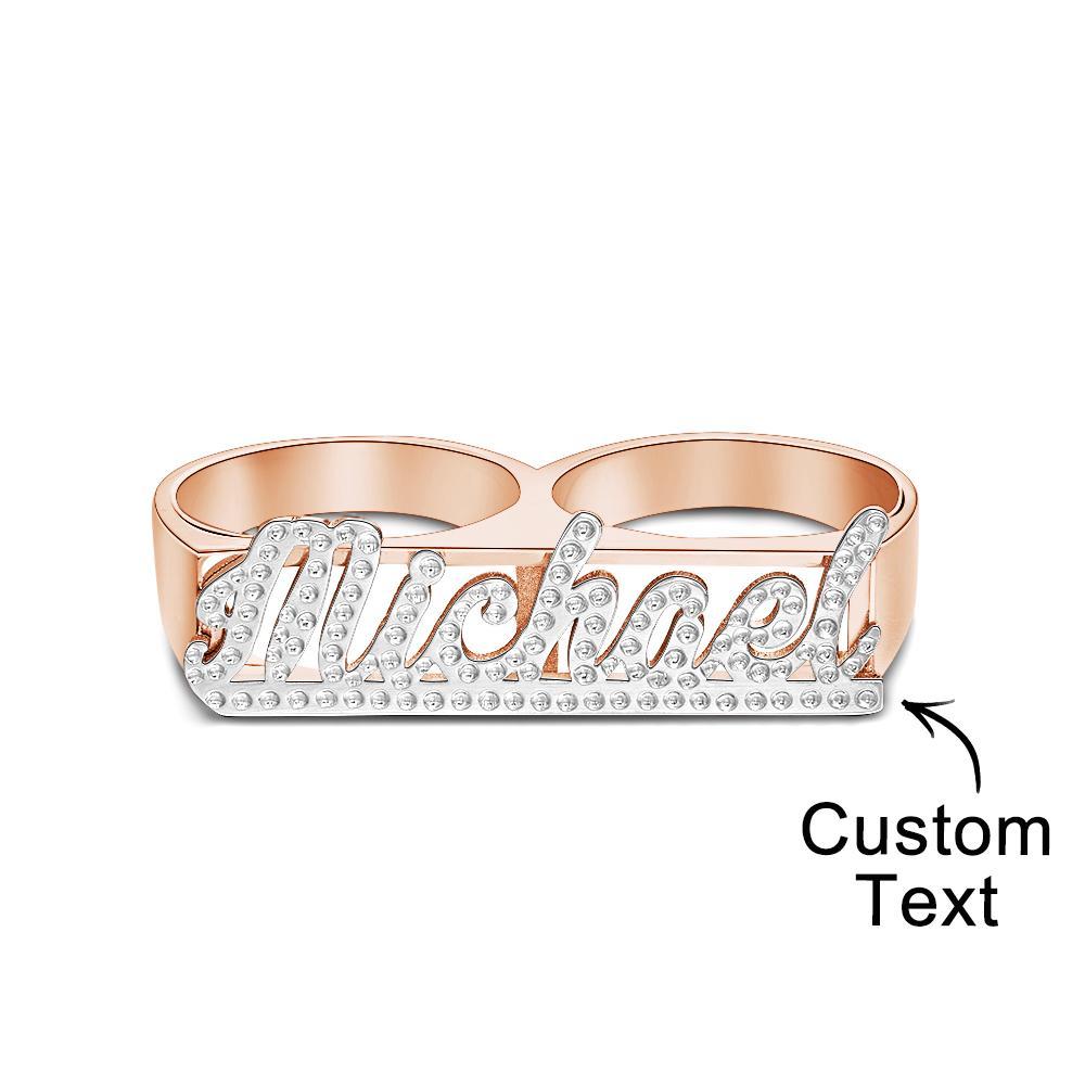 Custom Two Finger Name Ring Personalised Men's Double Band Ring Gift ...